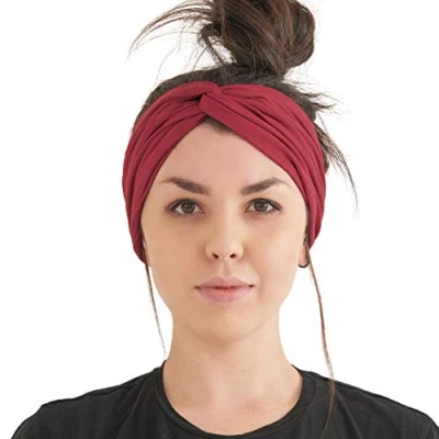 Abbildung von CHARM Turban Haarband Boho Style Damen Sommer Stirnband Aus Schweissband und Haareifen Headwrap Burgund