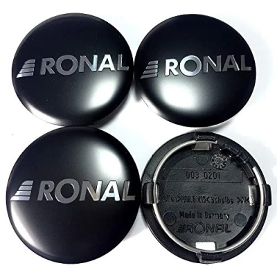 Abbildung von 4X Original Ronal 64mm Nabendeckel Nabenkappe Schwarz Matt Center Cap Deckel Felgendeckel