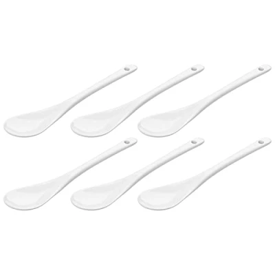 Abbildung von WELLGRO Eierlöffel aus Porzellan weiße Porzellanlöffel, Kaffeelöffel, Teelöffel, Dessertlöffel, Eierbecher, Besteck, verschiedene Mengen wählbar, Stückzahl:6 Stück