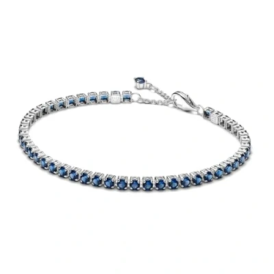 Abbildung von PANDORA Timeless Funkelndes Blaues Tennisarmband aus Sterling Silber mit künstlichen Kristallen, Größe: 20 cm, 591469C02