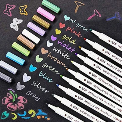 Abbildung von Lypumso Metallic Stifte, 10 Farben Marker Stifte Metallischen Pens Acrylstifte für DIY Scrapbook Album, Fotoalbum, Gästebuch, Bemalen Keramik, Glas, Steine, Holz Deko