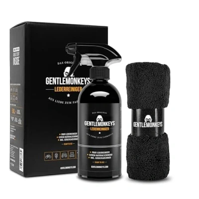 Abbildung von GENTLEMONKEYS Profi Lederreiniger Set (500ml + Mikrofasertuch) Porentiefe Reinigung Aller pigmentierten Glattleder Extrem materialschonend Biologisch abbaubar &amp; nachhaltig
