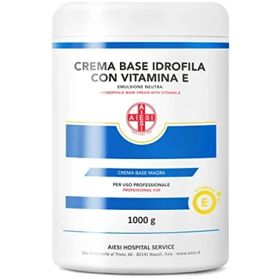 Abbildung von AIESI® Hydrophile basiscreme reine magere neutrale emulsion angereichert mit Vitamin E (Glas 1 kg), Ideal für pharmazeutische, kosmetische und dermatologische Zwecke, Made in Italy