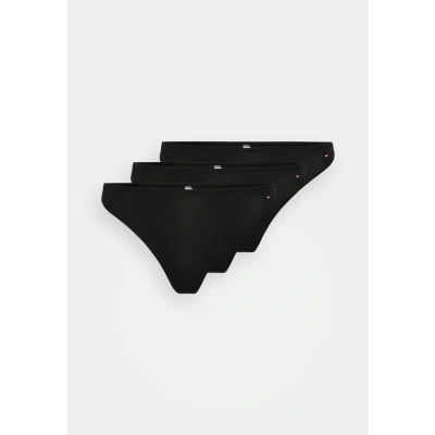 Abbildung von Tommy Hilfiger FLAG Dipped Thong 3 PACK String, Damen, Größe: 42 44, Black