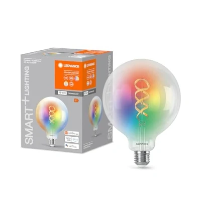 Abbildung von LEDVANCE E27 LED Lampe Wifi, Kugelform Leuchtmittel mit 4,8 W (470Lumen) Weißglas, dimmbar, RGBW Lichtfarbe (2700 6500K), kompatibel Alexa, google oder App, Lampen im 1er Pack