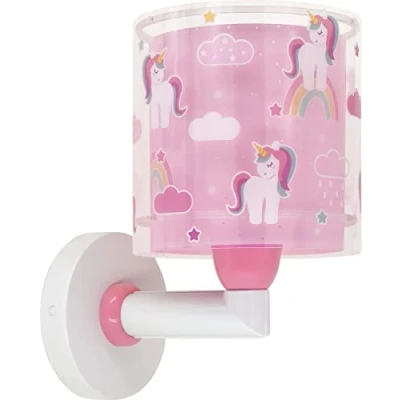 Abbildung von Dalber kinder Wandlampe, Kinderlampe Wandleuchte Einhörner Tiere Unicorns, zimmer leuchte lampenschirm, Rosa