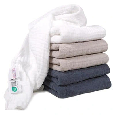 Abbildung von MAKIAN Mullwindeln 6er Pack, 80x80 cm, OEKO TEX® Standard 100 geprüft, 6 Spucktücher in Premium Qualität doppelt gewebte Stoffwindeln/Mulltücher Graphit/Greige/Weiß