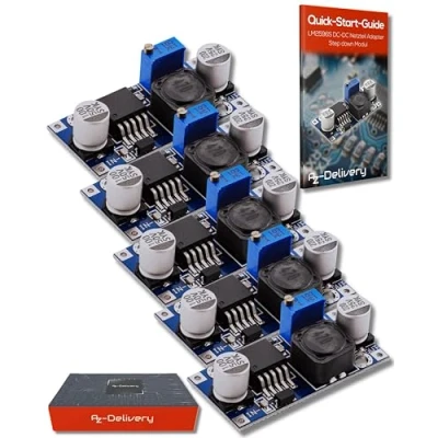Abbildung von AZDelivery 5 x LM2596S DC Netzteil Adapter Step down Modul kompatibel mit Arduino inklusive eBook!