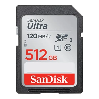 Abbildung von SanDisk Ultra SDXC UHS I Speicherkarte 512 GB (Für Kompaktkameras der Einstiegs und Mittelklasse, U1, Class 10, 120 MB/s Übertragung)