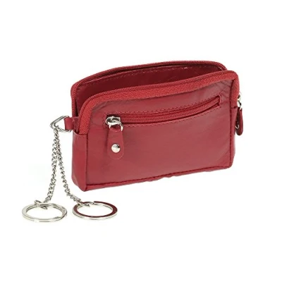 Abbildung von LEAS Schlüsseltasche mit 2 Ringen und Fächern Echt Leder, rot Special Edition