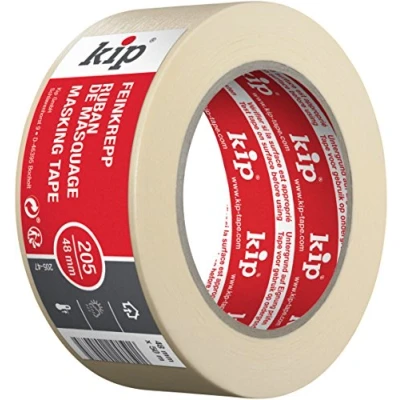Abbildung von Kip Maler Kreppband, 5 Tage, Breite 48 mm x 50 m, rückstandsfrei entfernbar, zum Malen und Dekorieren, cm, für den professionelle Dekorateure Heimwerker, Wände, Innenbereich, Sprühen