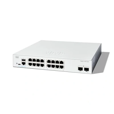 Abbildung von Cisco Catalyst 1300 16T 2G Managed Switch, 16 Port GE, 2 x 1 GE SFP, eingeschränkter Lebenszeitschutz (C1300 2G)