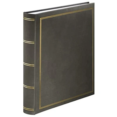 Abbildung von Hama Super Jumbo Fotoalbum London 34x35 cm (Fotobuch mit 80 weißen Seiten, Album für 480 Fotos zum Selbstgestalten und Einkleben, Photoalbum Pergamin Trennblättern) grau