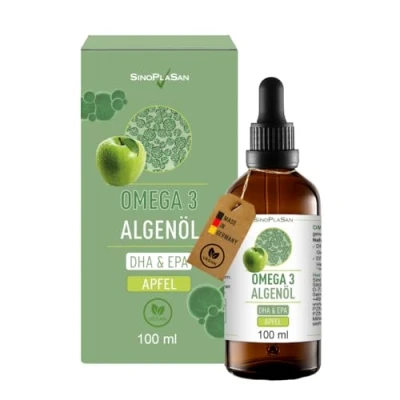 Abbildung von Premium Omega 3 Algenöl hoch dosiert Natürliches DHA &amp; EPA für Herz, Gehirn Sehkraft vegan 100ml 40 Tage Vorrat (Apfel)
