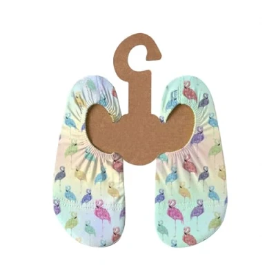 Abbildung von Slipstop Kinder Strandschuhe Anti Rutsch Sport Schuhe Schwimmschuhe Badeschuhe Urlaub Yoga für Mädchen Flamenco mit Flamingos Sonnenschutzfaktor 50+, Gr. 21 23