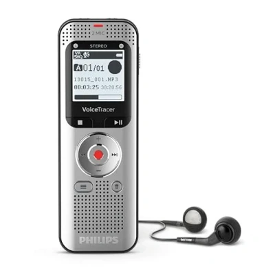 Abbildung von Philips VoiceTracer DVT2050 digitales Diktiergerät Audiorecorder Aufnahmegerät, Stereo MP3, 8GB