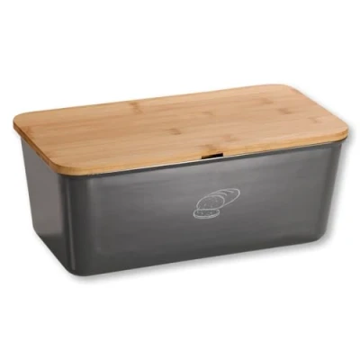 Abbildung von Kesper Brotbox, Material: Melamin, Bambus, Maße: B: 34 x T: 18 H: 14 cm, Farbe: Grau, Braun 58089