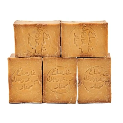 Abbildung von Carenesse Aleppo Seifen Paket Quality+ 5 Stück 80% Olivenöl 20% Lorbeeröl original Olivenölseife Haarseife vegan handgemacht Naturseife Seife ca. 900 950 Gramm je