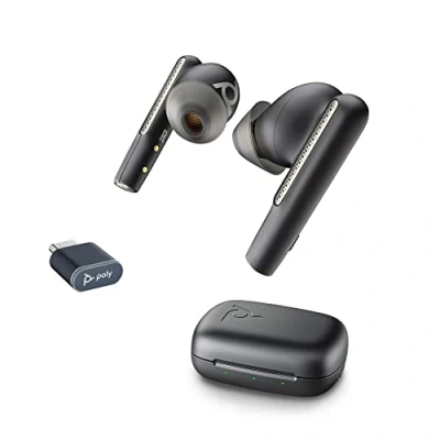 Abbildung von Poly Voyager Free 60 UC schnurlose Ohrstöpsel (Plantronics) Noise Cancelling Mikrofone Active (ANC) Tragbare Ladetasche Kompatibel mit iPhone, Android, PC/Mac, Zoom und Teams