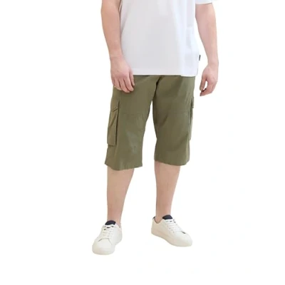 Abbildung von TOM Tailor PLUS Overknee Shorts, Herren, Größe: 42, Olive geometric structure