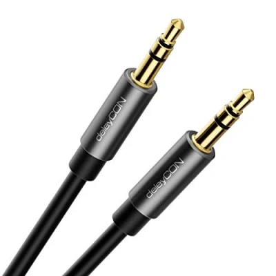 Abbildung von deleyCON 5m Klinke Audio Stereo AUX Kabel 3,5mm Klinkenkabel Audiokabel Metallstecker Handy Smartphone Tablet Kopfhörer HiFi Receiver (Extra Dünn &amp; Flexibel)