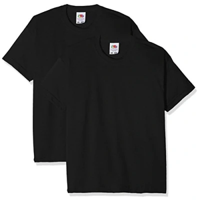 Abbildung von Fruit of the Loom Jungen Kids Valueweight Short Sleeve T 2 Pack Shirt, Schwarz (Schwarz Schwarz), 5 6 Years(Size:36) (2er Pack)