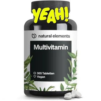 Abbildung von Multivitamin 365 vegane Tabletten Jahresvorrat wertvolle Vitamine A Z, mit Vitamin K1 und K2 ohne unnötige Zusätze in Deutschland produziert &amp; laborgeprüft