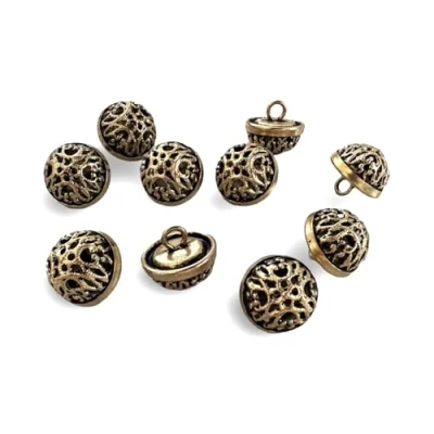 Abbildung von 10 Stück 13mm kleine gold farbene Dirndl Metall Knöpfe Ösenknöpfe