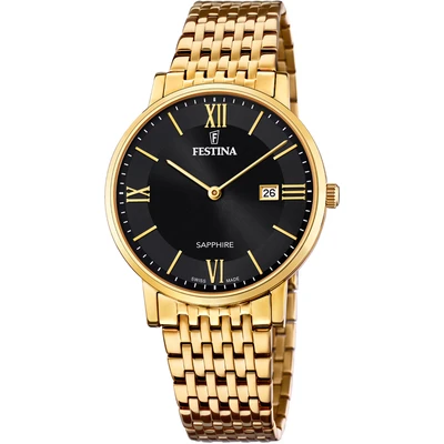 Abbildung von Festina Uhr Für Herren F20020/3 Swiss Made Gold Edelstahl Case GoldEdelstahl Band