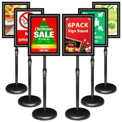 Abbildung von VAIIGO Infoständer Höhenverstellbar Aluminium DIN A3 Plakatständer Informationsständer Präsentationsständer Werbeständer (Schwarz,6Pack)