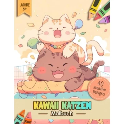 Abbildung von Kawaii Katzen Malbuch: Niedliche Tiere Ausmalbuch Malvorlagen Für Erwachsene, Jugendliche Und Kinder Lustiges Stressabbau &amp; Entspannung Geschenk Männer, Frauen, Mädchen Senioren