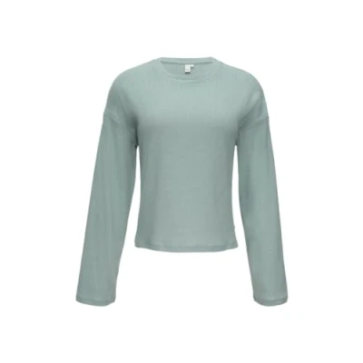 Abbildung von QS Flauschiges Optik Langarmshirt, Damen, Größe: Small, Salbeigrün