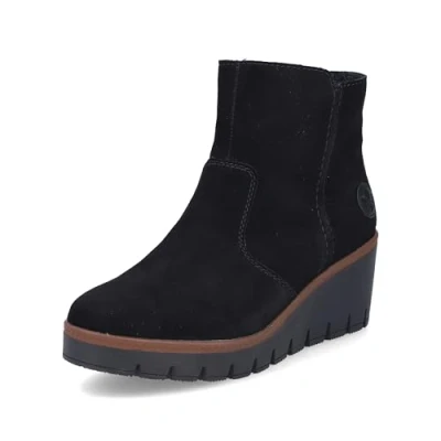 Abbildung von Rieker Damen Keilstiefeletten Y5065, Frauen Stiefeletten, lose Einlage,Keilabsatz,Wedge Heel,gefüttert,Winter,Boots,schwarz (00),40 EU / 6.5 UK