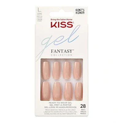 Abbildung von KISS Gel Fantasy Collection Nagel Maniküre Set, Ab Fab, lange quadratische künstliche Nägel, enthält 28 Nagelkleber, Nagelfeile und Manikürstäbchen