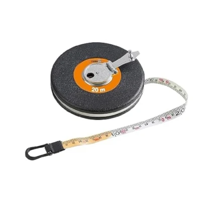 Abbildung von Meister Rollbandmaß 20 m x 14 mm Orange/Chrom/Schwarz Glasfiberband schlagfestes ABS Gehäuse mit Metallkurbel Genauigkeitsklasse: EEC III / Maßband Bandmaß Messband WU6575010