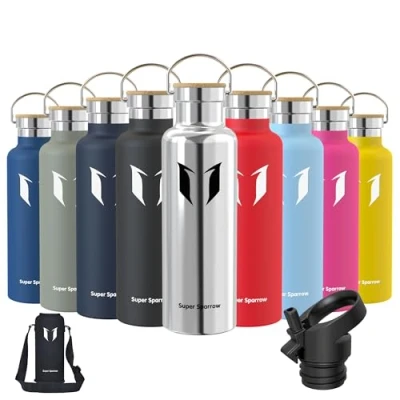 Abbildung von Super Sparrow Trinkflasche Edelstahl Wasserflasche 750ml Isolier Flasche mit Perfekte Thermosflasche für Das Laufen, Fitness, Yoga, Im Freien und Camping Frei von BPA