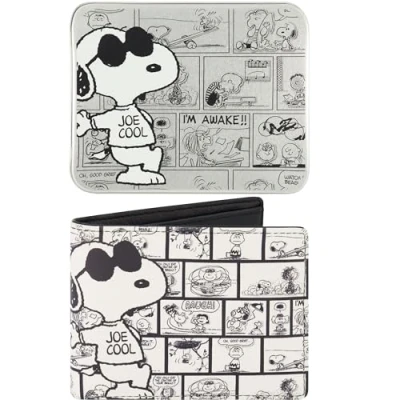 Abbildung von Concept One Peanuts Geldbörse, Snoopy Joe Cool Slim Bifold Wallet mit dekorativer Blechhülle für Damen und Herren, Mehrfarbig, Mehrfarbig/Meereswellen (Ocean Tides), Einheitsgröße,