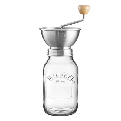 Abbildung von Kilner Create &amp; Make Passiermühle manuelle Edelstahlmühle zum Passieren von Obst und Gemüse inklusive Vorratsglas, 1 Liter, Glas