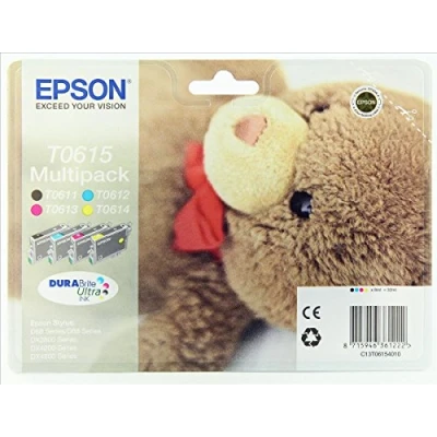 Abbildung von Epson Original C13T06154010 Teddybär, wisch und wasserfeste Tinte (Multipack, 4 farbig) (CYMK)