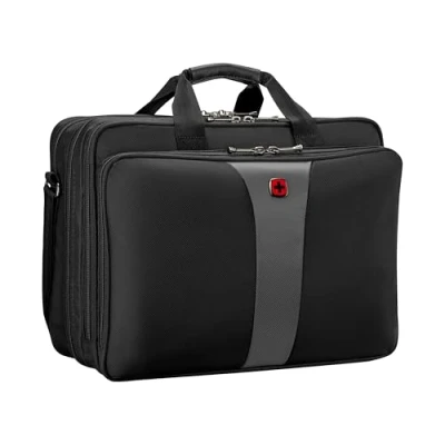 Abbildung von WENGER Legacy 17 Laptop Tasche zum Umhängen, Notebook bis Zoll, Aktentasche, Organizer, 26 l, Damen Herren, Büro Business Reisen Uni, Schwarz/Grau, 600655