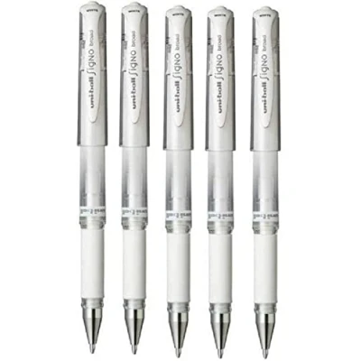 Abbildung von Uni Ball Impact Gel Kugelschreiber, breite Spitze, Weiß, 5 Stück