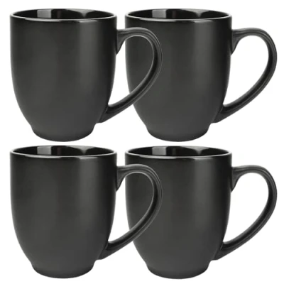 Abbildung von Schramm® Kaffeetassen Set schwarz aus Porzellan wählbar 2, 4 oder 6 Stück 460 ml Kaffeebecherset Kaffeebecher Keramik mit Henkel 2er, 4er 6er Set, Anzahl:4