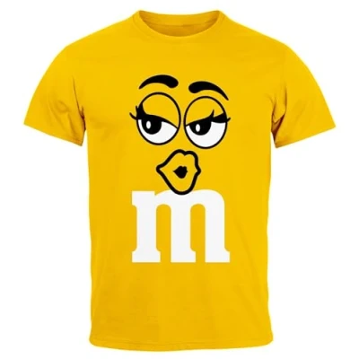 Abbildung von MoonWorks® Herren T Shirt Fasching Karneval M Aufdruck Gruppen Kostüm Verkleidung Last Minute Faschingskostüme Männer Funshirt 2 gelb XL