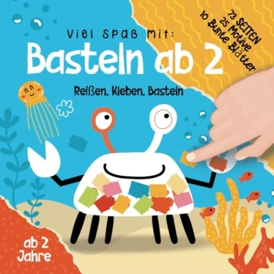 Abbildung von Basteln ab 2 Jahre: Das XXL kunterbuntes Bastelbuch Jahre für kinder mit Bastelvorlage und farbigen Seiten zum Schnipsel,Kleben Basteln.Erste Bastelerfahrung ohne Schere kinder.