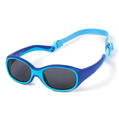 Abbildung von Kiddus Kleinkinder Sonnenbrille, Kinder Mädchen &amp; Jungen, Kind 2 4 Jahre, 100% UV Schutz, Flexible Rahmen, Reisezubehör. Modell: Blau