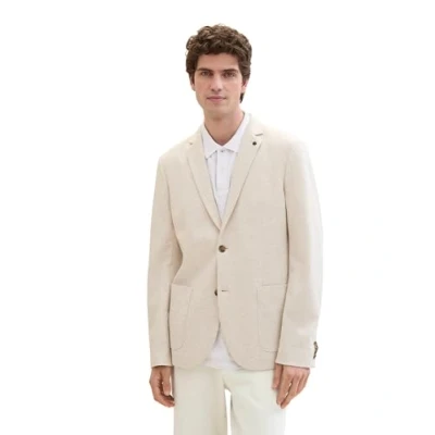 Abbildung von TOM TAILOR Herren Jersey Piqué Sakko mit Stretch, light beige melange, 54