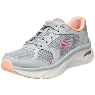 Abbildung von Skechers Damen 149686 Gycl Sneaker, Graues Leder Netzgewebe, korallenrosa Rand, 40 EU