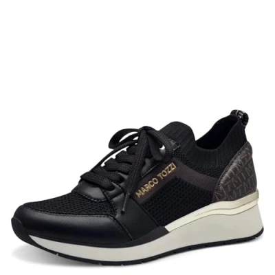Abbildung von MARCO TOZZI Damen Wedge Sneaker Freizeit mit Keilabsatz, Schwarz (Black), 39 EU