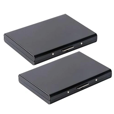 Abbildung von Vicloon Kartenetui Kreditkarten, 2 Stück RFID Blocking Kreditkartenhülle Kreditkarten aus Aluminium, Visitenkarten Etuis 6 Fächer, &amp; NFC Schutz Kreditkartenetui für Damen, Herren Schwarz