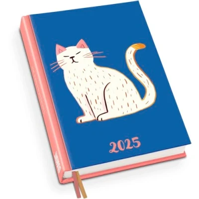 Abbildung von Taschenkalender »White Cat« 2025 Terminplaner mit Wochenkalendarium Format 11,3 x 16,3 cm